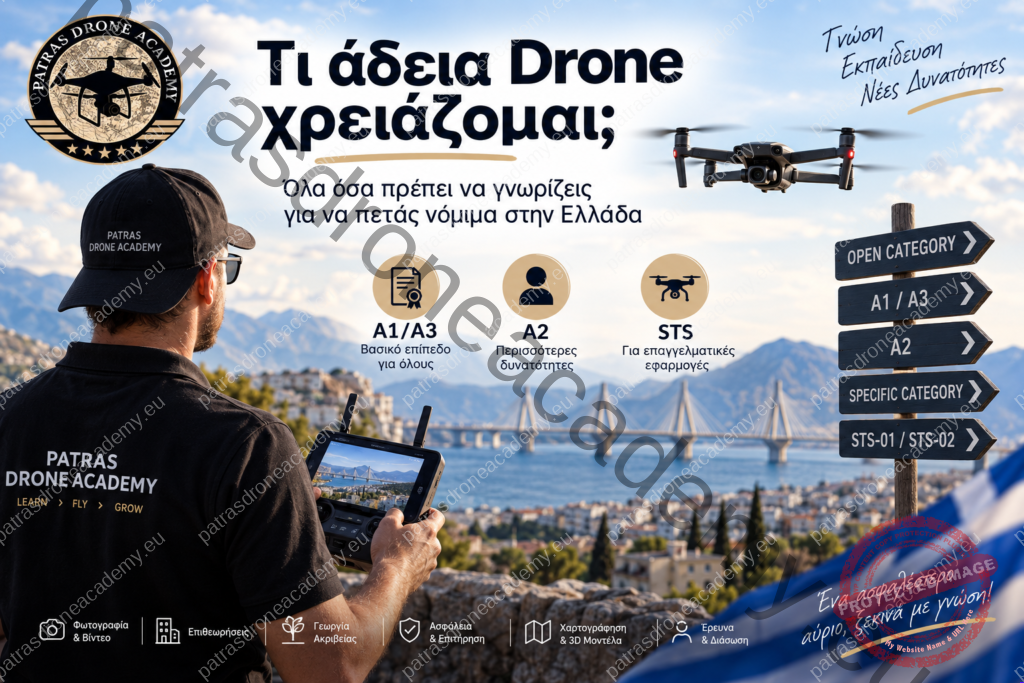 Άδεια χειριστή Drone στην Ελλάδα  A1A3 A2 και STS
